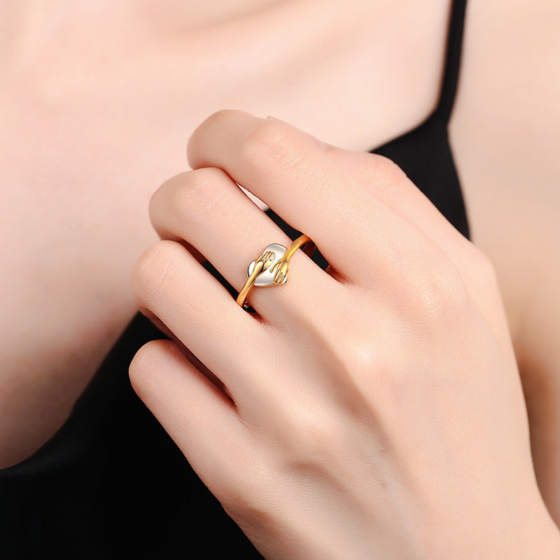 Hug Love Heart-shaped Ring - A Fashionable Expression of Affection for Valentine's Day