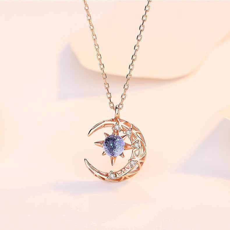 Natural Alloy Style Star And Moon Necklace Female Trend