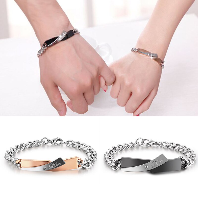 Couple Bracelet-Elegance Redefined: Unique Stainless Steel Lovers Bracelet Set